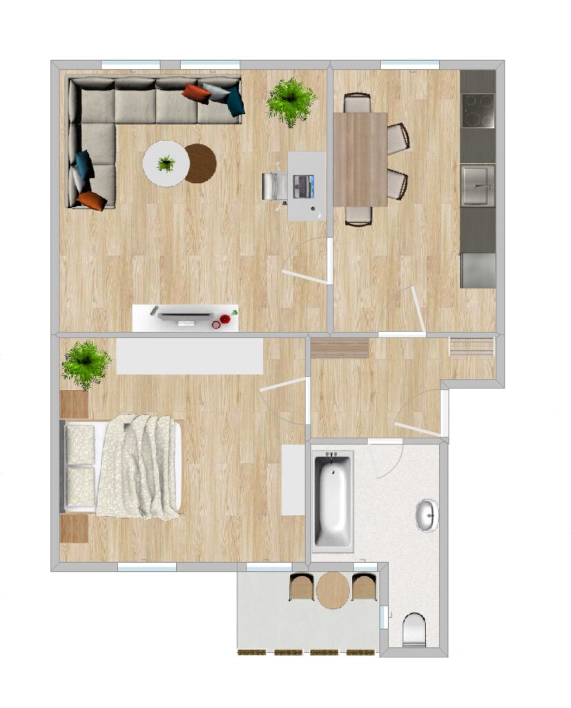 Geräumige 2R-Wohnung mit Balkon