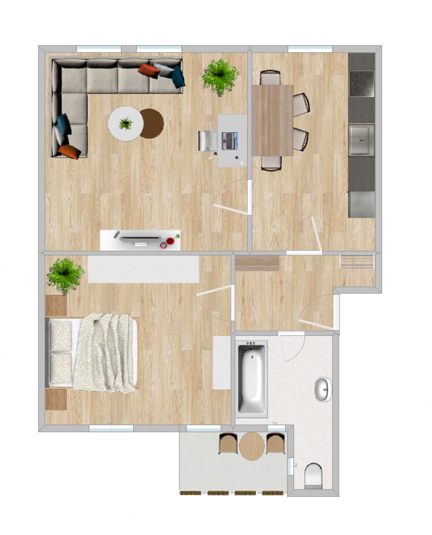 Geräumige 2R-Wohnung mit Balkon und EBK